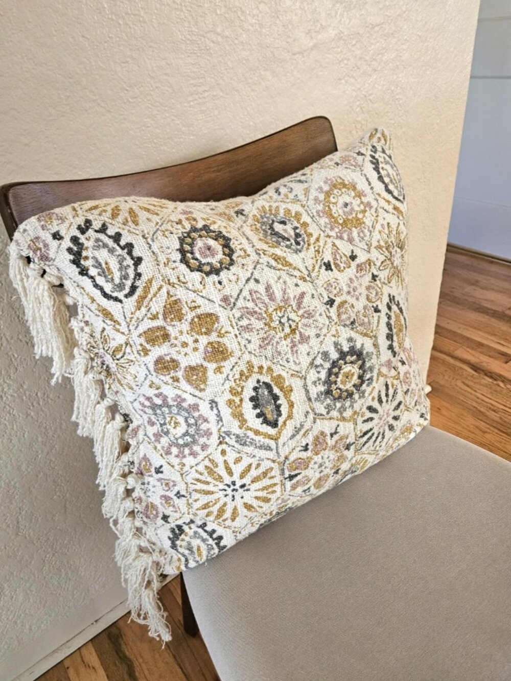 Creative Co-Op Prairie Botanics Fringe Cotton Slub Pillow